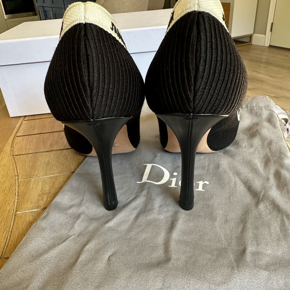 Christian Dior J' adior Black Embroidered Fabric 100mm Heels - Picture 8 of 9